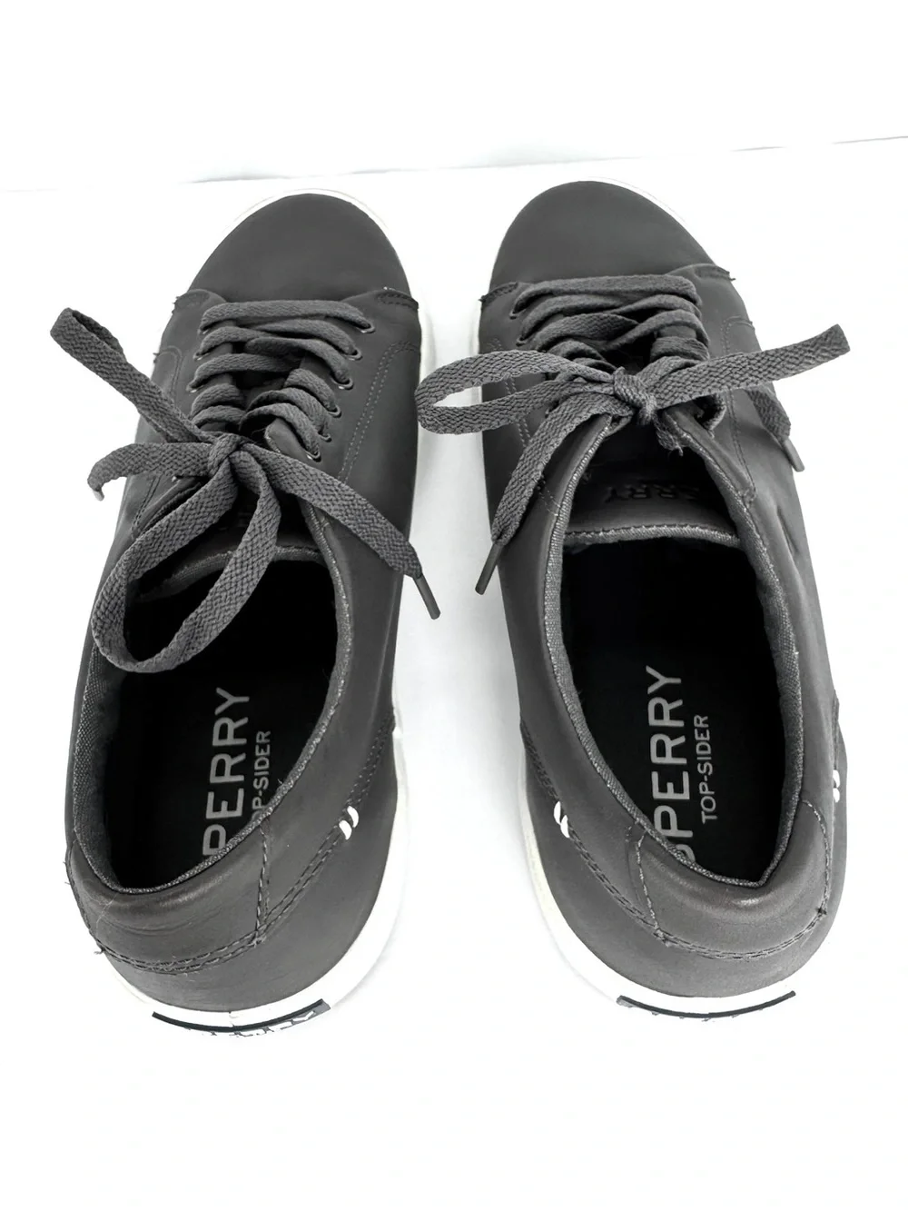 Sperry Men's Black Low-Top Lace-Up Sneakers with White Sole